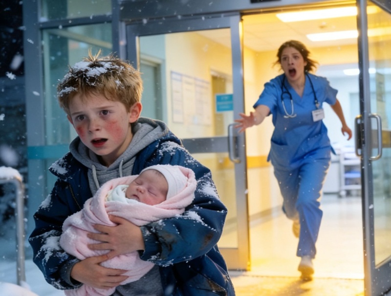 A bruised 7-year-old girl walked into the emergency room carrying her baby sister in her arms — and what she whispered made the entire hallway fall silent.