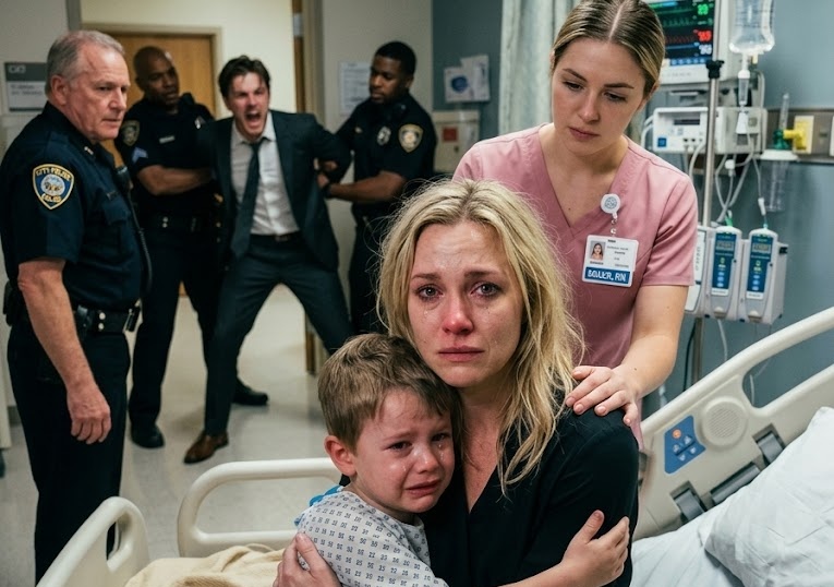 My 7-year-old son collapsed at the airport while on a trip with my ex-husband. When I sprinted into the clinic, the doctor stopped me and said, “I’d like to speak with you alone.” As I moved toward his office, a nurse brushed past, secretly slipped a note into my palm. When I read the frantic handwriting, my blood ran completely cold…