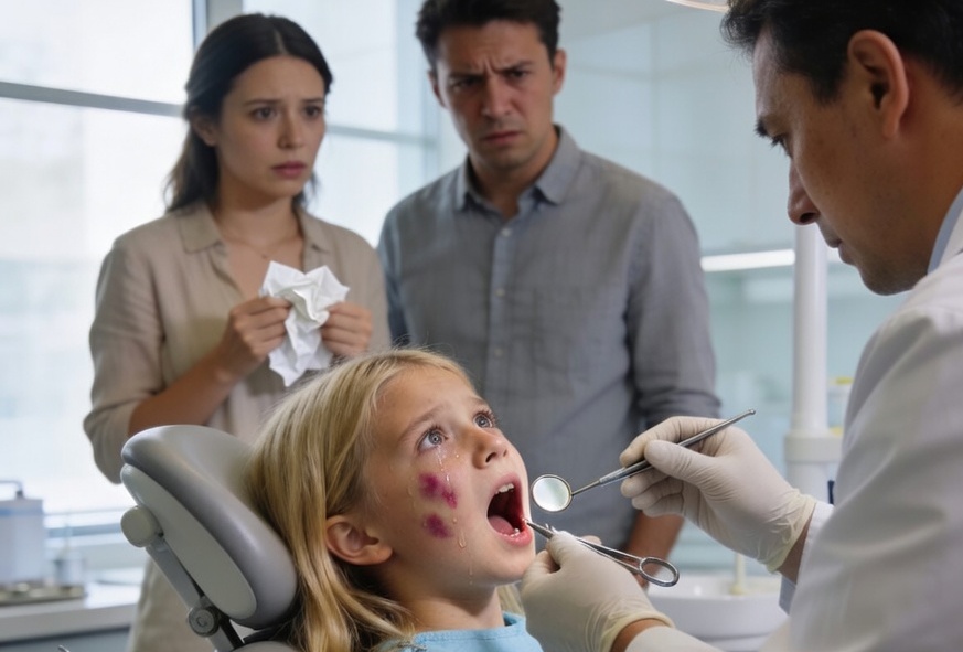 My ten-year-old daughter mentioned a toothache, so I scheduled a dental visit. Out of nowhere, my husband insisted on coming along. During the appointment, the dentist kept glancing at him in a way I couldn’t explain. As we were leaving, he discreetly slipped something into my coat pocket. When I read it at home, my hands started shaking—and I went straight to the police.
