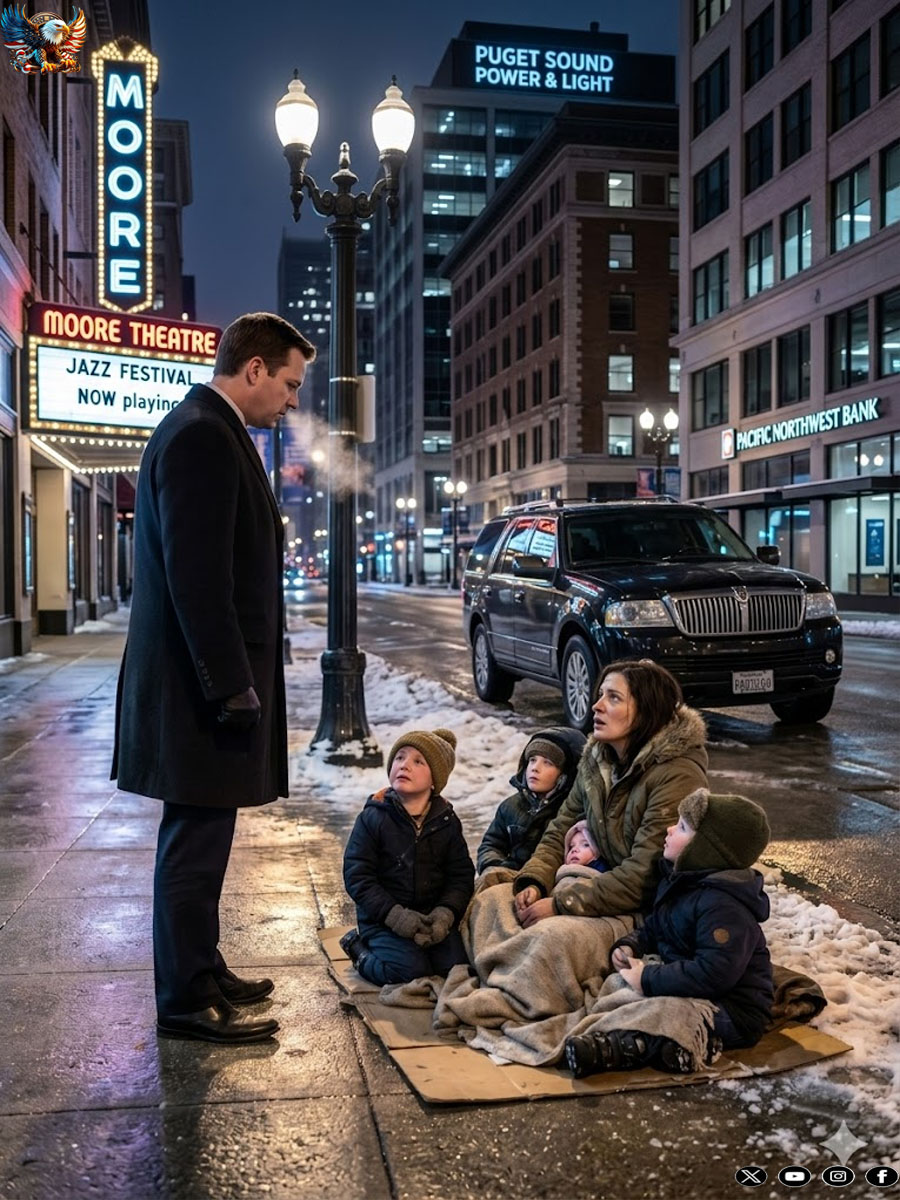 “I had everything money could buy, until I saw my ex-wife trembling on the sidewalk, with five terrified children huddled around her as if hiding from the world. ‘Don’t come any closer,’ she whispered, her eyes filled with panic. But when one of the children looked up and called me Dad, my blood ran cold. That night, I discovered the secret she had silently buried for years… and it was powerful enough to destroy everything I thought I knew.”