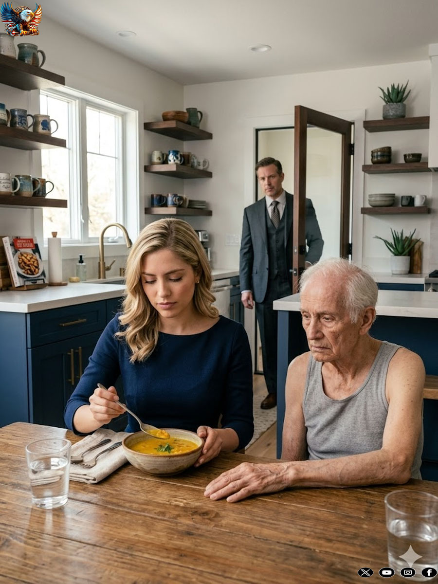 The millionaire arrived home early and discovered the dark secret his wife was playing on her mother in the kitchen.