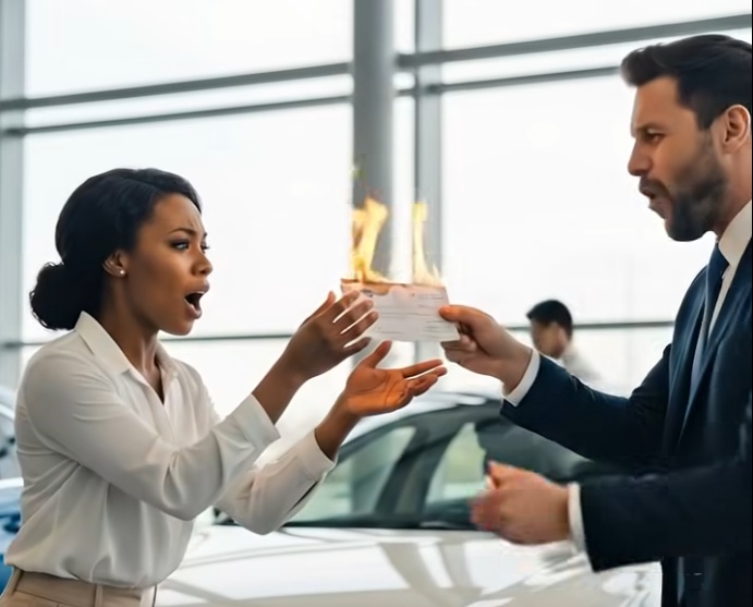 A Black Woman Had Her Check Burned By The Car Dealership Manager — Unaware That She Was His New Boss
