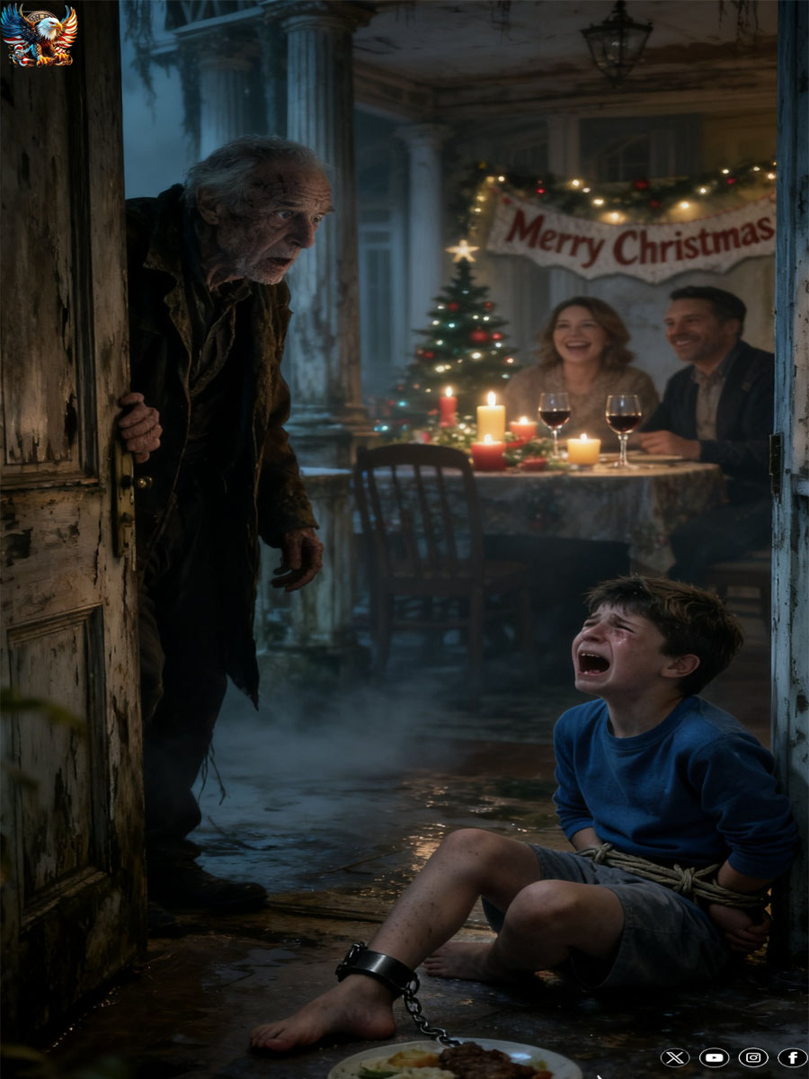 The grandfather arrived at the Christmas dinner even though they told him “you’re not welcome,” but when he peeked into the laundry room he discovered his grandson chained up and understood why everyone wanted to silence him.