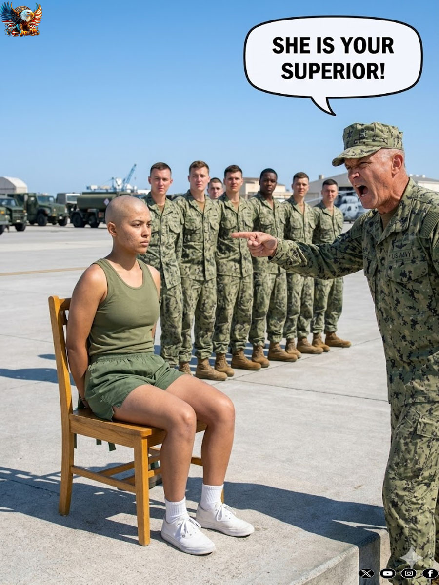 They shaved her head and, moments later, a general shouted: “She is your superior!”