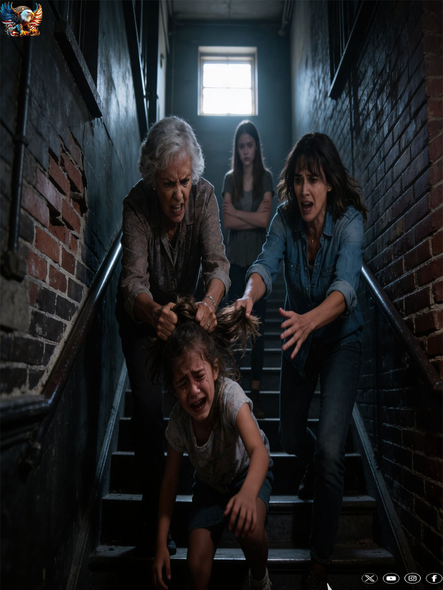 My mother immediately believed my sister’s story and called my 12-year-old daughter a thief. She grabbed her by the hair and threw her down the stairs without hesitation. Afterward, they congratulated each other, thinking they had taught her a lesson. I remained silent… until my revenge arrived, and it made them tremble with fear.
