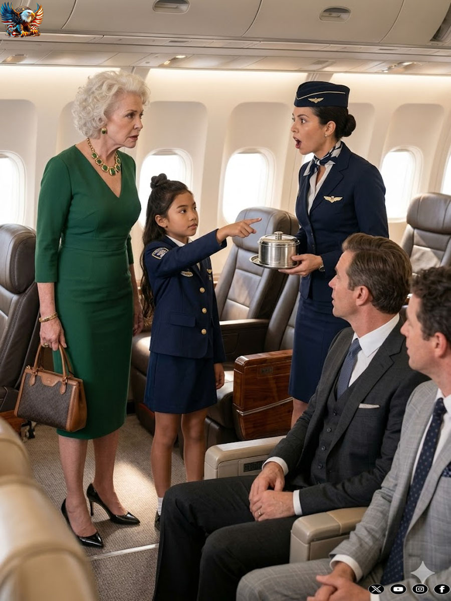 A FLIGHT ATTENDANT THREW AWAY HER GRANDMOTHER’S FOOD… THEN A 9-YEAR-OLD MILLIONAIRE GIRL FIRED THE ENTIRE CREW BEFORE LANDING