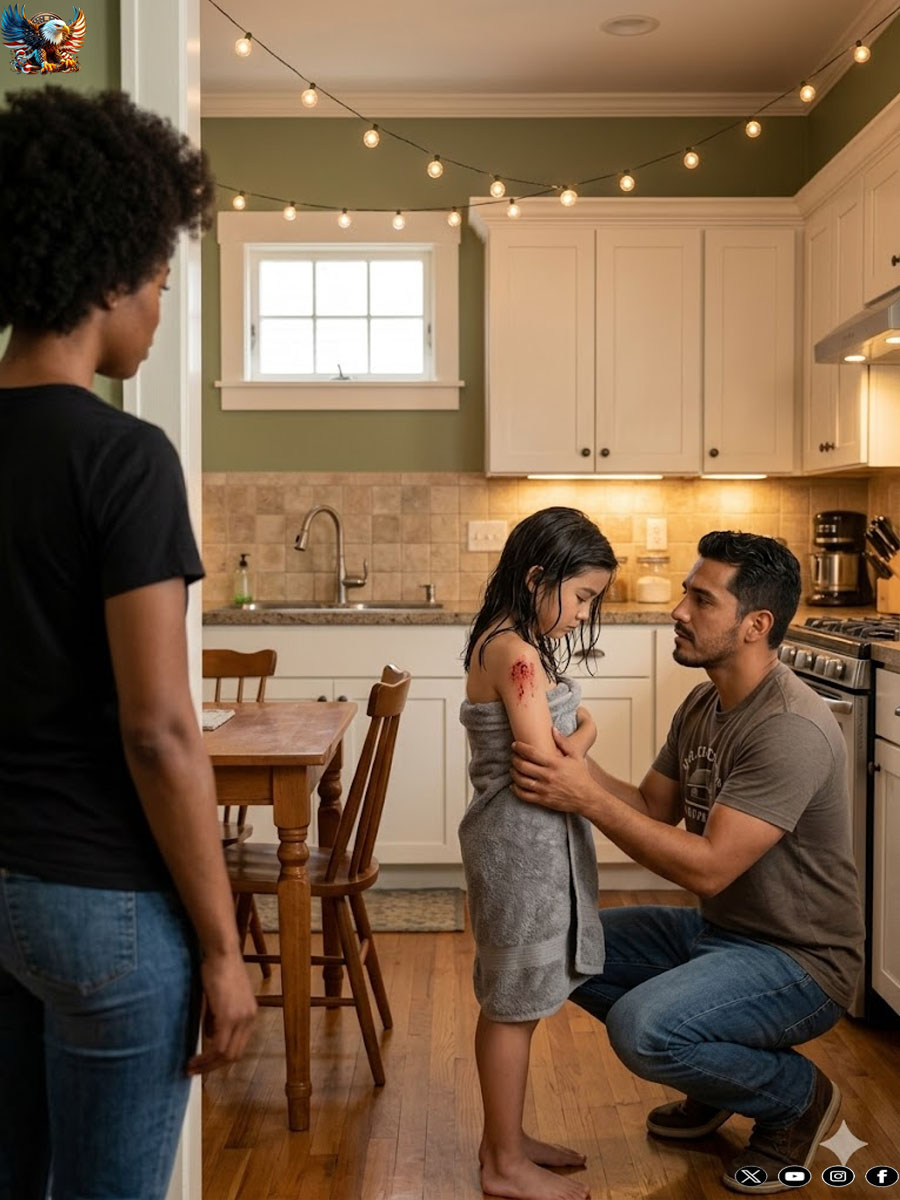 My daughter always remained silent when her stepfather bathed her…