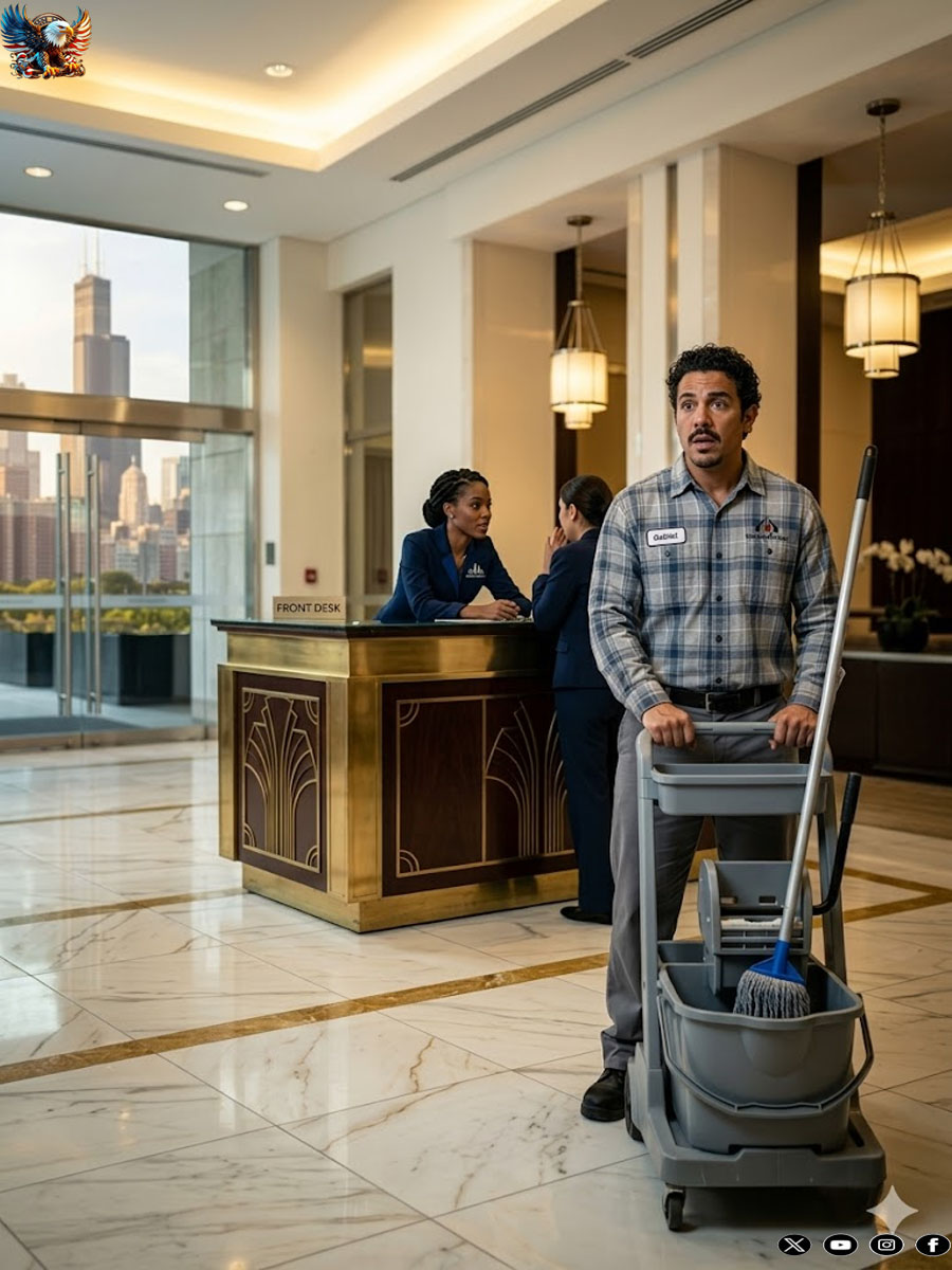 Millionaire disguises himself as a janitor… and freezes when he hears what the receptionist reveals…