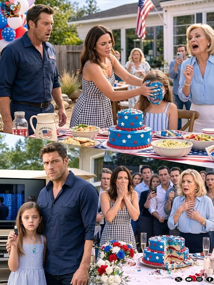 My wife smashed our daughter’s birthday cake into her face and shouted, “Happy birthday! Surprise!” while my mother-in-law laughed. My seven-year-old sat there covered in frosting, silent as the backyard went quiet. Then she looked at me and said, “Daddy, can I show them the present now?”….