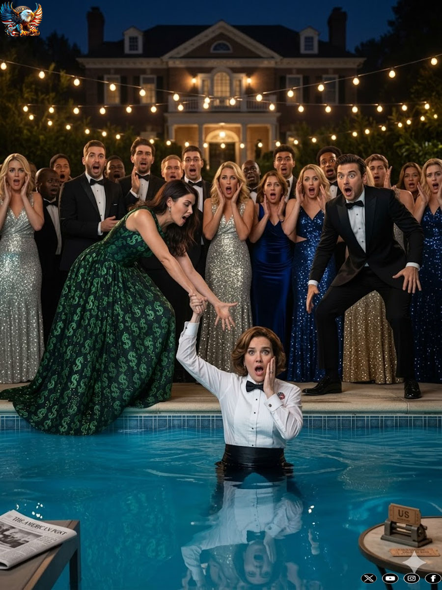 A poor waitress was pushed into the pool while everyone laughed at her — until a millionaire walked in and did something that left everyone speechless…