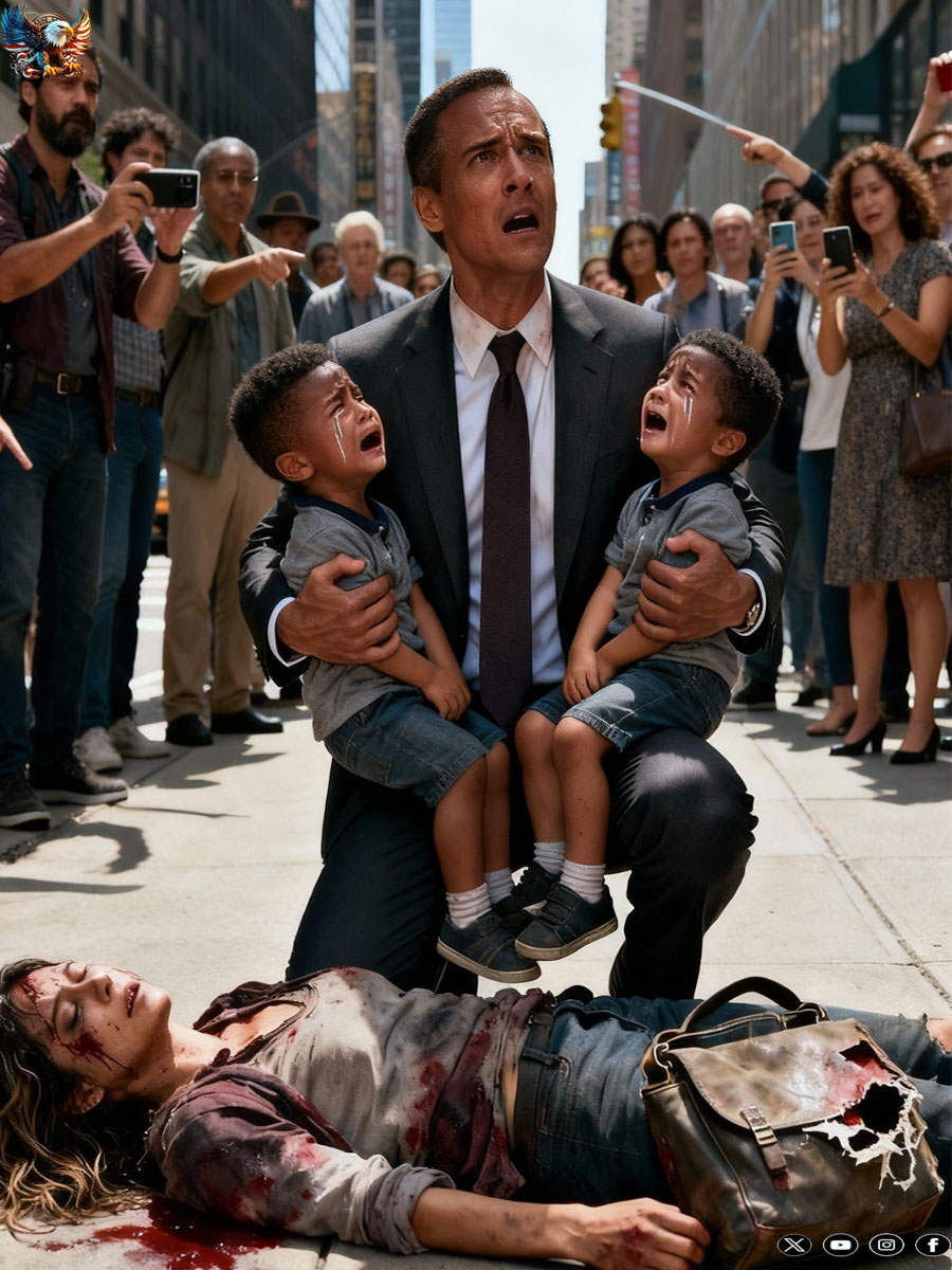 He stopped when he saw the homeless woman collapse on the sidewalk. But what left the billionaire frozen wasn’t her— it was the pair of crying twins beside her. The eyes, the nose, the dimples— they looked eerily like his own. He stepped closer and whispered, “Who… are you?” A little boy looked up through tears and asked, “Sir… are you our dad?” His heart clenched— and from that moment on, his life changed in a way he never expected.