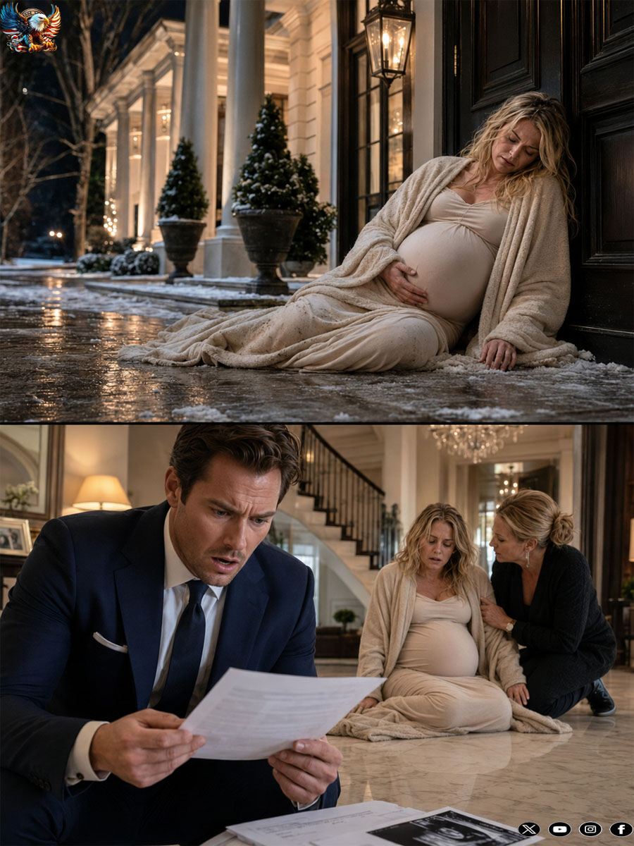 Pregnant with twins, she slept in front of the billionaire’s mansion… until he read the note hidden in her old bag.