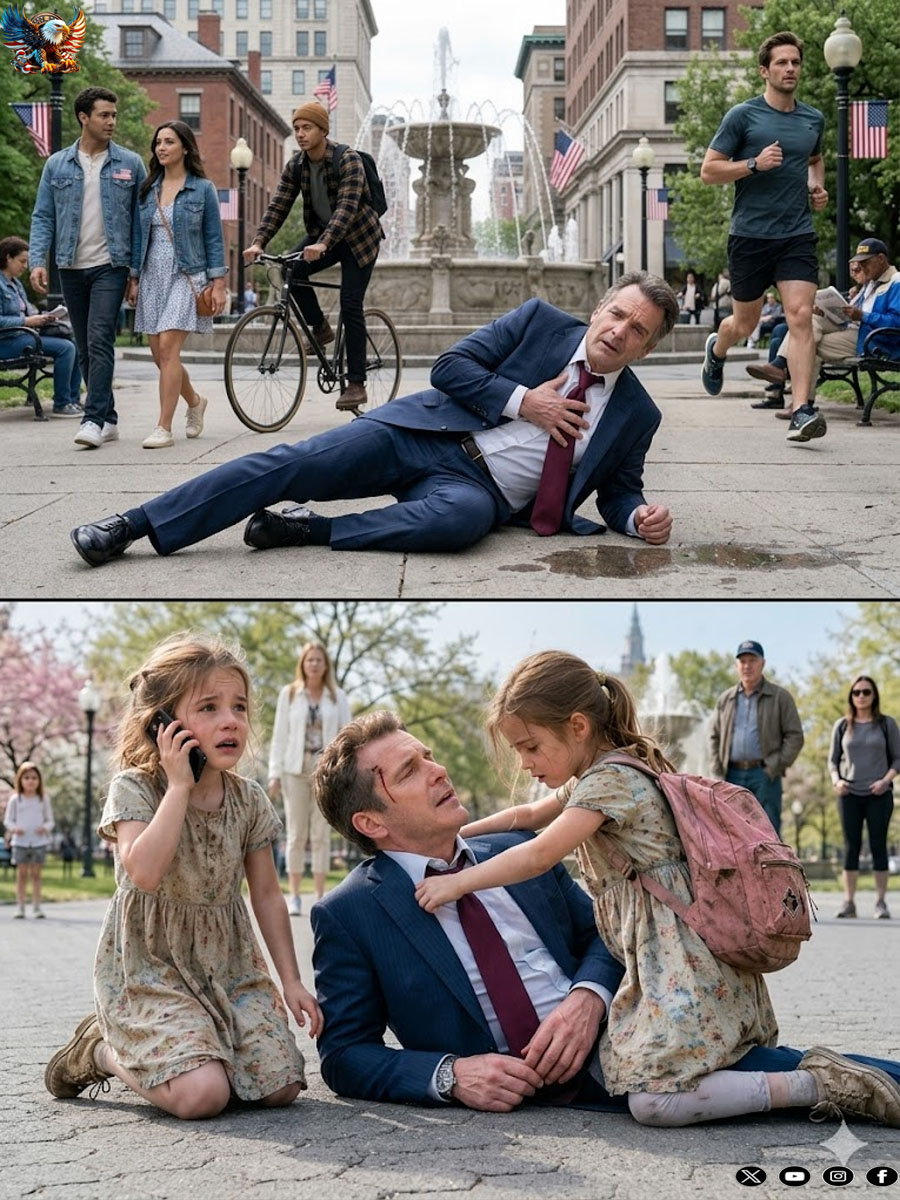 The billionaire fell in the park and everyone ignored him… until two hungry twins saved him and asked him for an impossible favor.