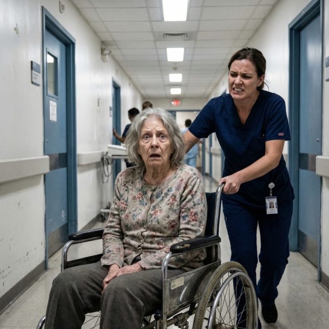 I stood in the lobby clutching my bag when the head nurse shoved me so hard I nearly fell. “You’re half a day late with your payment!” she screamed, while strangers watched me like I was nothing. My hands trembled, but I said, “My daughter is coming.” They laughed until the doors opened. The second she stepped inside, the room went silent, faces drained of color, and then, one by one, they bowed. That was the moment they realized who I really was… but it was already too late.