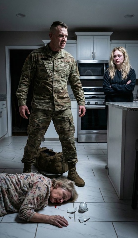 “I was protecting your mother,”❞ my wife said, but the blood on the kitchen floor and my mother’s broken teeth told me that was a lie. I had just come home thinking the worst was behind me, only to find terror waiting in my own house. Then my mother clutched my arm, looked me dead in the eye, and whispered, “If you stay tonight… she’ll try to finish it.