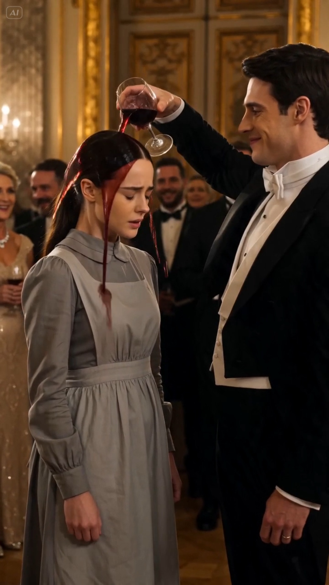 The Billionaire Poured Red Wine on a Maid in the Royal Ballroom—Then a Magical Crown Appeared and Revealed the Heiress His Family Had Tried to Erase