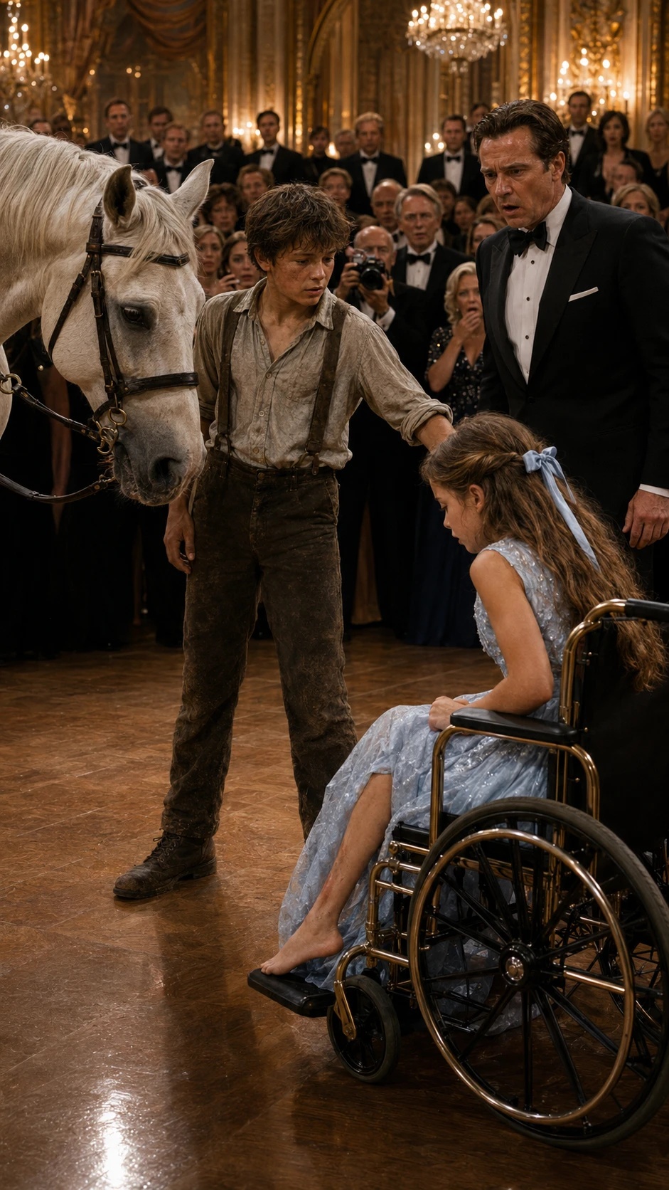 The Stable Boy Stopped the Horse. Then the Girl Moved Her Foot.