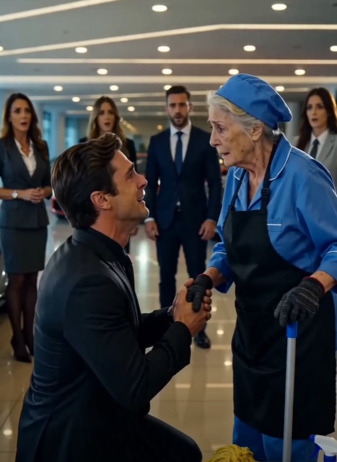 A Billionaire Dropped To His Knees Before A Cleaning Woman… Then Called Her “Mom”