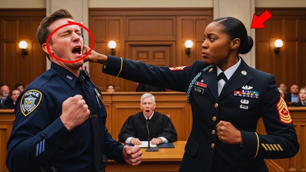 Racist Cop Slaps Black Woman in Court — Seconds Later, She Knocks Him Out Cold