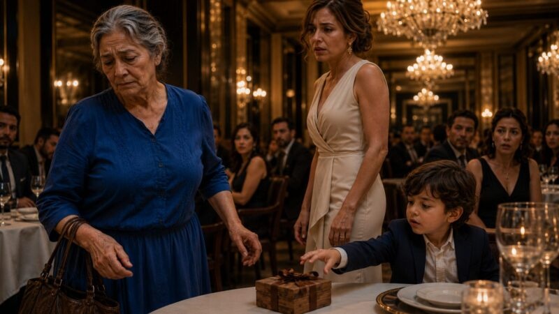 My Daughter Whispered, “Please Don’t Tell Them You’re My Mother” at Her Birthday Dinner… Then Introduced Me as the Woman Who Used to Clean Her House — But When My Grandson Opened the Small Box I Brought, the Whole Restaurant Went Silent