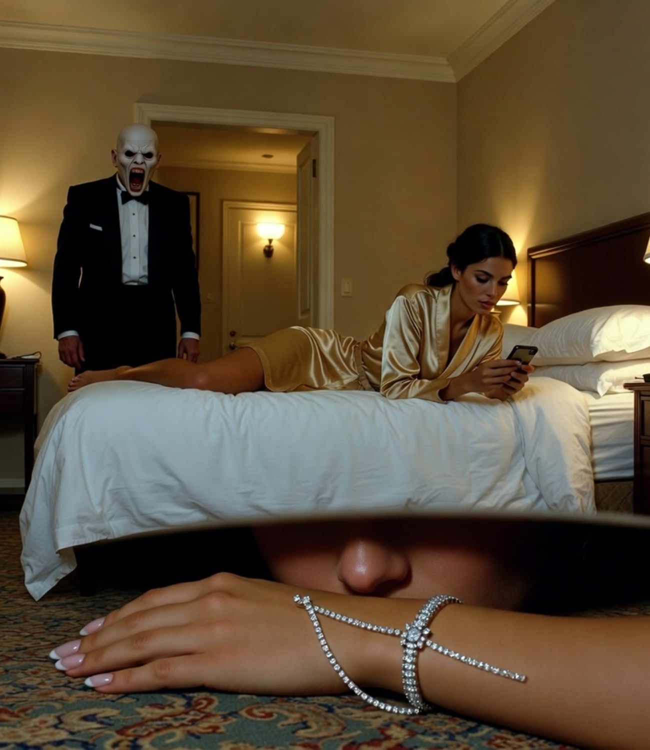 On my wedding night, I hid under the bed to play a…