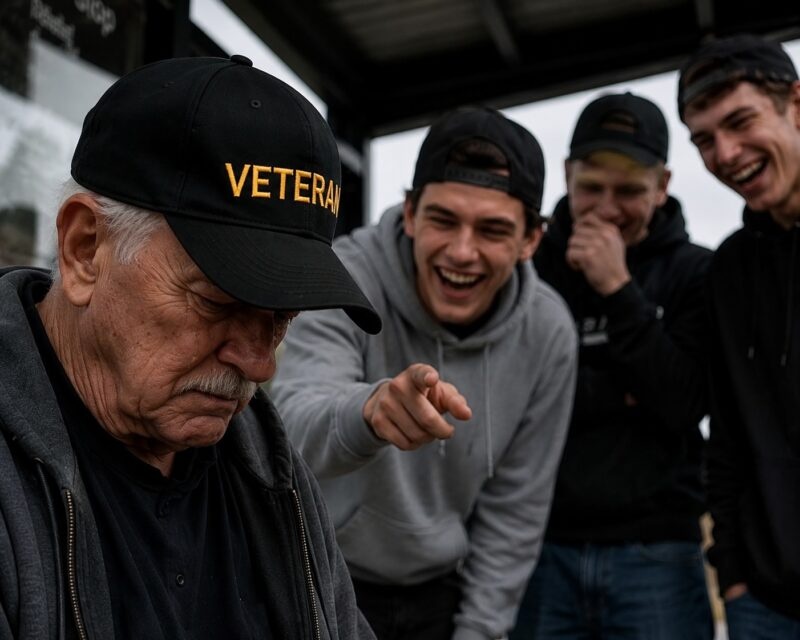 Young thugs on the street were mocking an old veteran who had a prosthetic leg, never imagining what would happen just one minute later