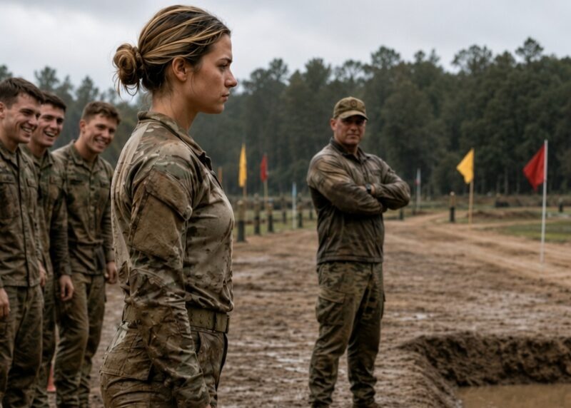 During training, an instructor ordered a young female soldier to crawl an entire kilometer through a deep mud trench while all the other soldiers moved along a dry course. He hoped to humiliate her in front of the entire company, but within just a few minutes everyone realized they had made a huge mistake
