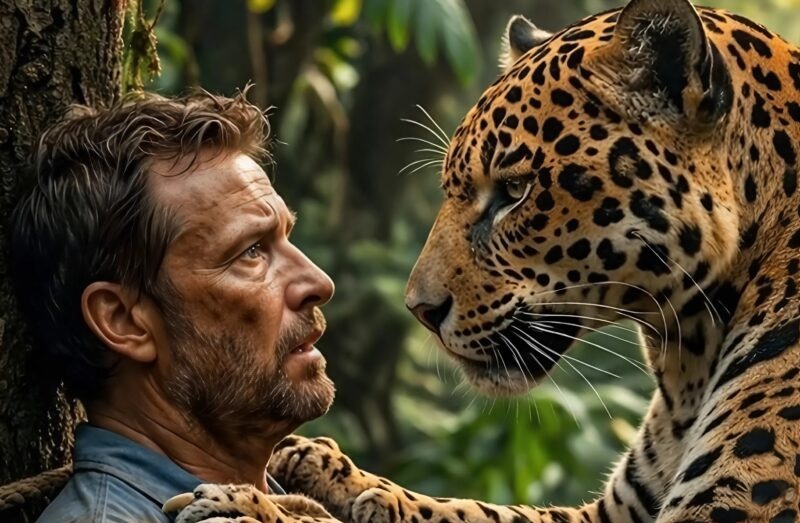 A jaguar found a man whom poachers had tied to a tree deep in the jungle and left alone: but what the predator did left him in complete shock