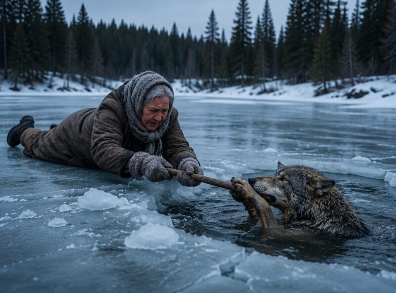 An old woman saved a wolf that was drowning in icy water, risking her own life, but she could never have imagined what a nightmare that act would become for her…