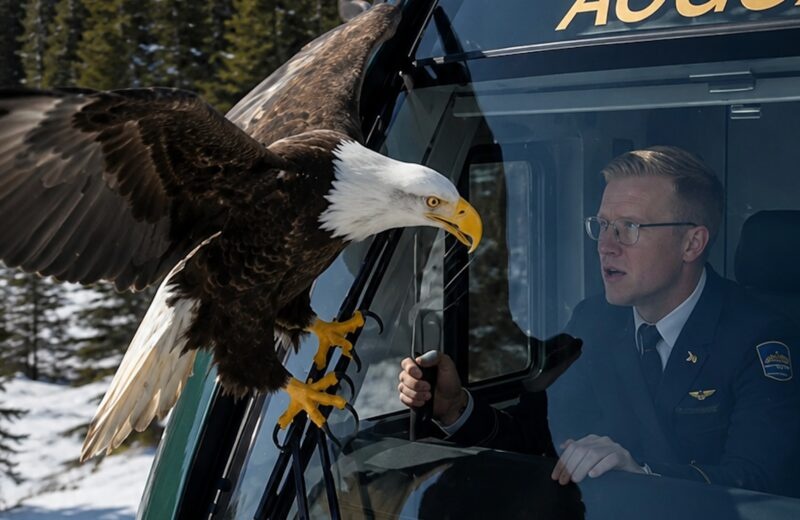A giant eagle suddenly attacked a train high in the mountains, landed on the windshield, and tried to smash it with its beak. The train driver tried to scare the bird away, but then made an emergency stop, and what happened next was truly terrifying…