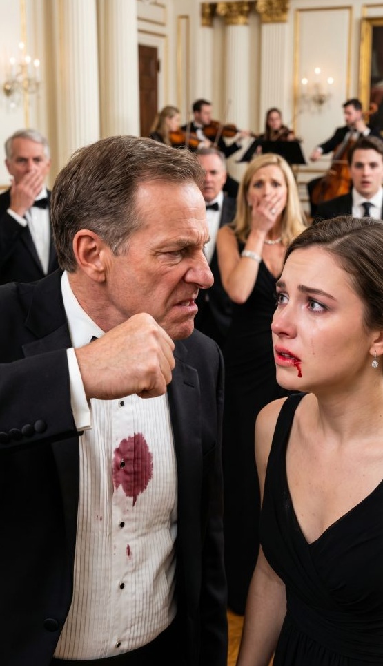 I only spilled a glass of wine. That was it. One second, I was apologizing at my father-in-law’s birthday party- then his fist slammed into my face in front of fifty guests. I looked at my husband, desperate for him to defend me, but he just said, ‘Apologize to my father, or leave.’ So I wiped the blood from my mouth… and walked out. I had no idea that was the moment their empire began to fall.