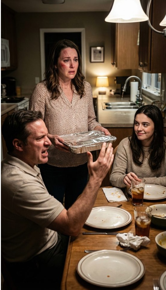 ‘It’s my house now,’ my son shouted- right before he slapped me again, and his wife just sat there laughing over my Sunday lasagna. I stood in my own kitchen, sixty years old, tasting blood and disbelief, and in that moment, something inside me went cold. By the next evening, he would come home to strangers behind the door… and finally learn what it costs to break a mother.