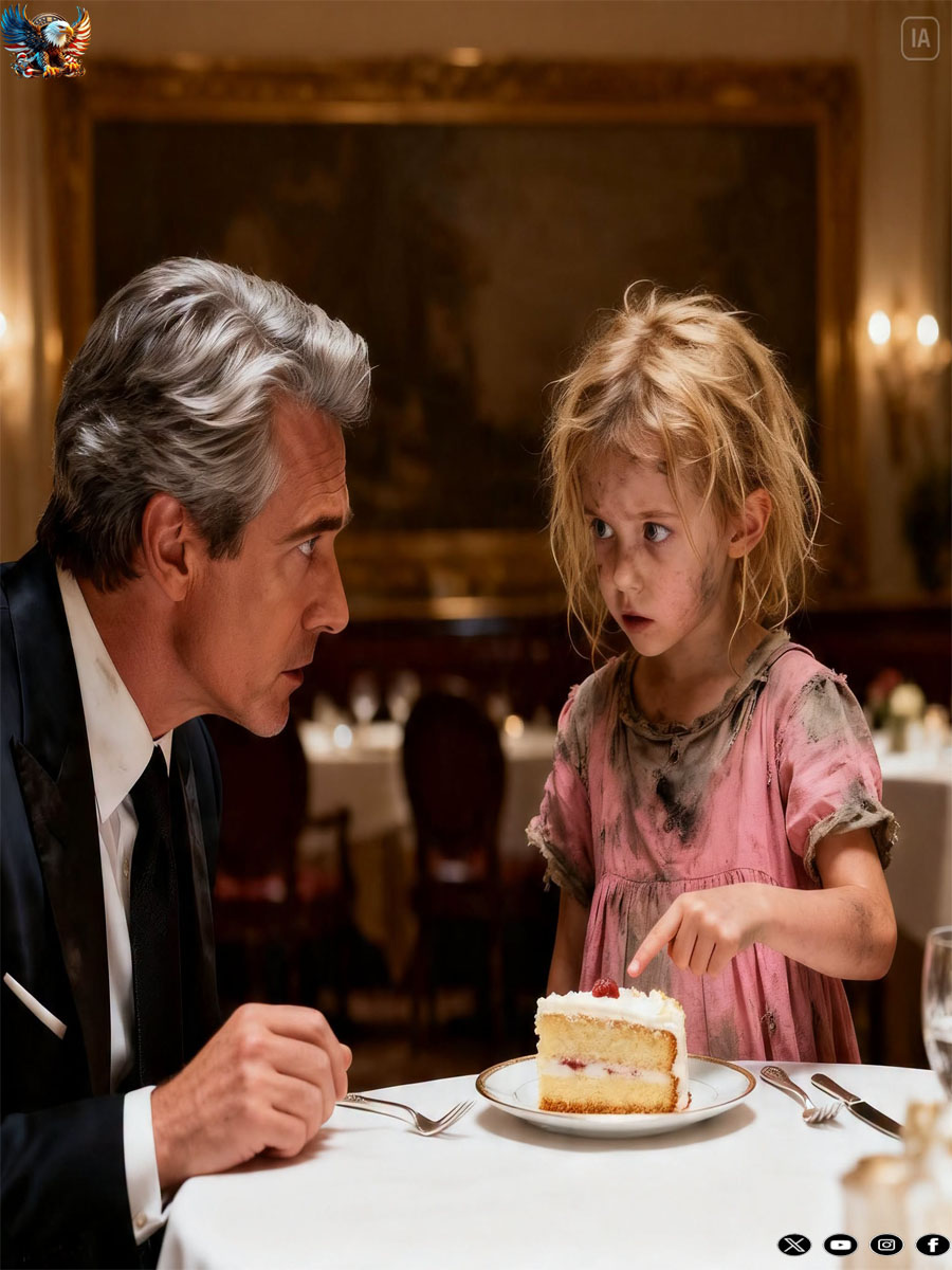 A HOMELESS GIRL INTERRUPTED A MILLIONAIRE’S ANNIVERSARY DINNER AND WHISPERED, “SHE PUT SOMETHING IN YOUR CAKE”—TWO HOURS LATER, THE WOMAN HE LOVED WAS IN THE HOSPITAL, THE POLICE HAD HIS PHONE, AND A CHILD NO ONE COULD IDENTIFY HAD EXPOSED A DEADLY NETWORK