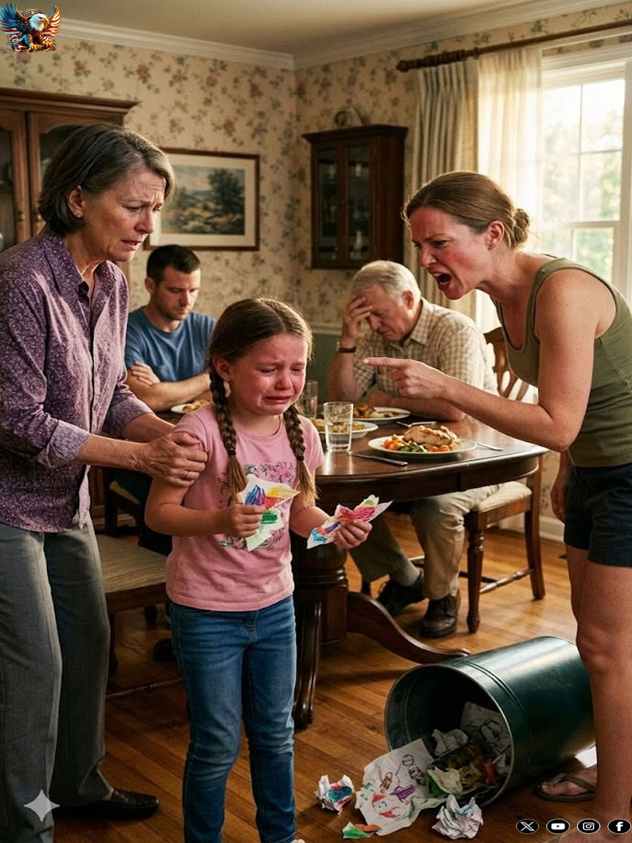 My 5-year-old daughter, Emma, ​​proudly hands her spelling bee certificate to her grandmother.
