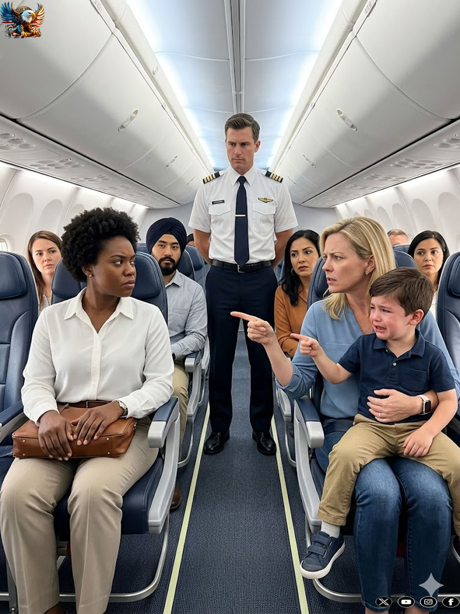 A racist mother demanded that a Black woman give up her seat by the door for her son — but the pilot’s reaction left everyone stunned…