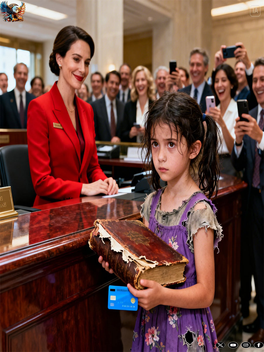 At eight o’clock sharp, just as the glass doors of a major bank in New York City opened, an orphan girl about ten years old walked in quietly.
