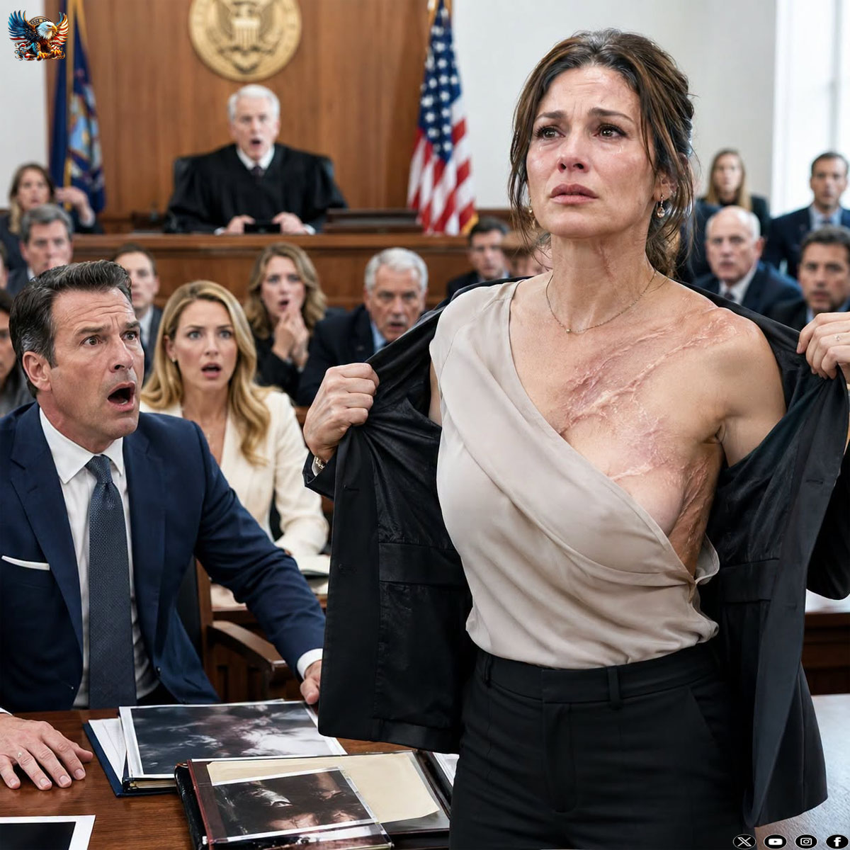 In the middle of our divorce hearing, my husband mocked my 20 years working at his restaurant and said, “You were just a pack mule.” I didn’t scream, I just stood up, opened my jacket, and showed him the scars he thought were buried forever.