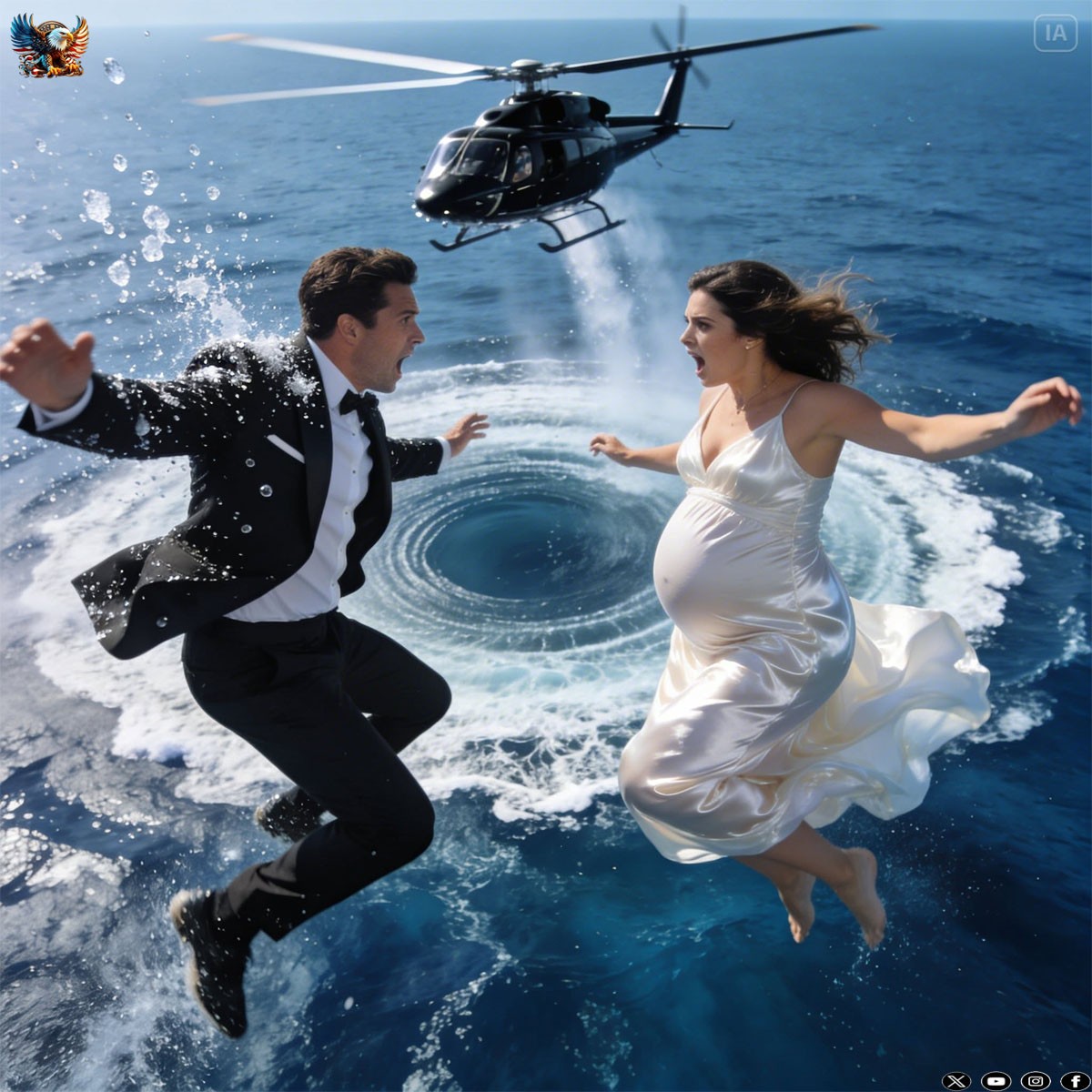 The husband pushes his pregnant