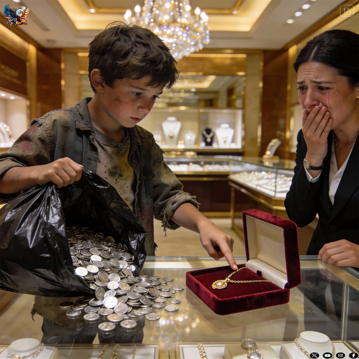 A ragged boy silently entered the luxury jewelry s…