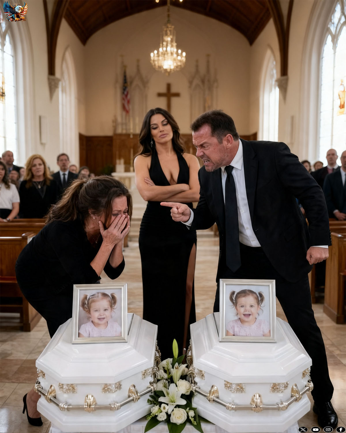 At my twins’ funeral, my husband arrived with his mistress, brutally slapped me and hissed, “God took them because He knew what kind of mother you were,” When I begged, he whispered, “Speak again, and you’ll join them.” Daniel thought he had successfully murdered our babies in a staged “accident” to claim a $4 million insurance payout. But his victorious, murderous smirk instantly evaporated when the chapel doors burst open and detectives surrounded him with handcuffs.