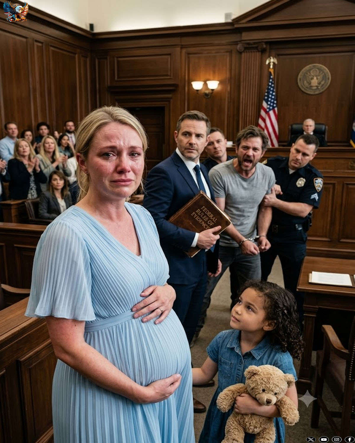 Eight months pregnant, I asked the judge for a divorce, giving up the house, cars, and all the money to my husband. His mistress smiled, thinking she had won. I wasn’t being noble; I was paying a ransom to escape a monster. “I want nothing he touched,” I told the court. My husband smirked. But the judge closed her folder. “Before I rule, a little girl in the hallway wants to show us something.” When the little girl with a teddy bear walked into the room, my husband went deathly pale…