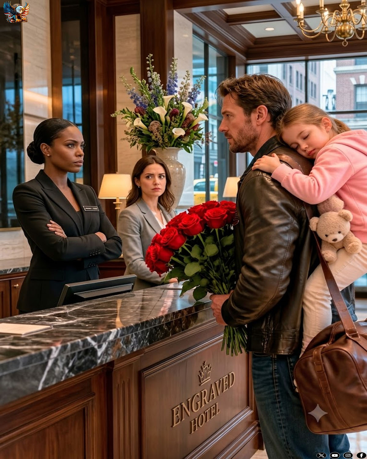 A widowed father was turned away at his own hotel with his sleeping daughter in his arms… but by the time the staff realized who he truly was, it was already too late.