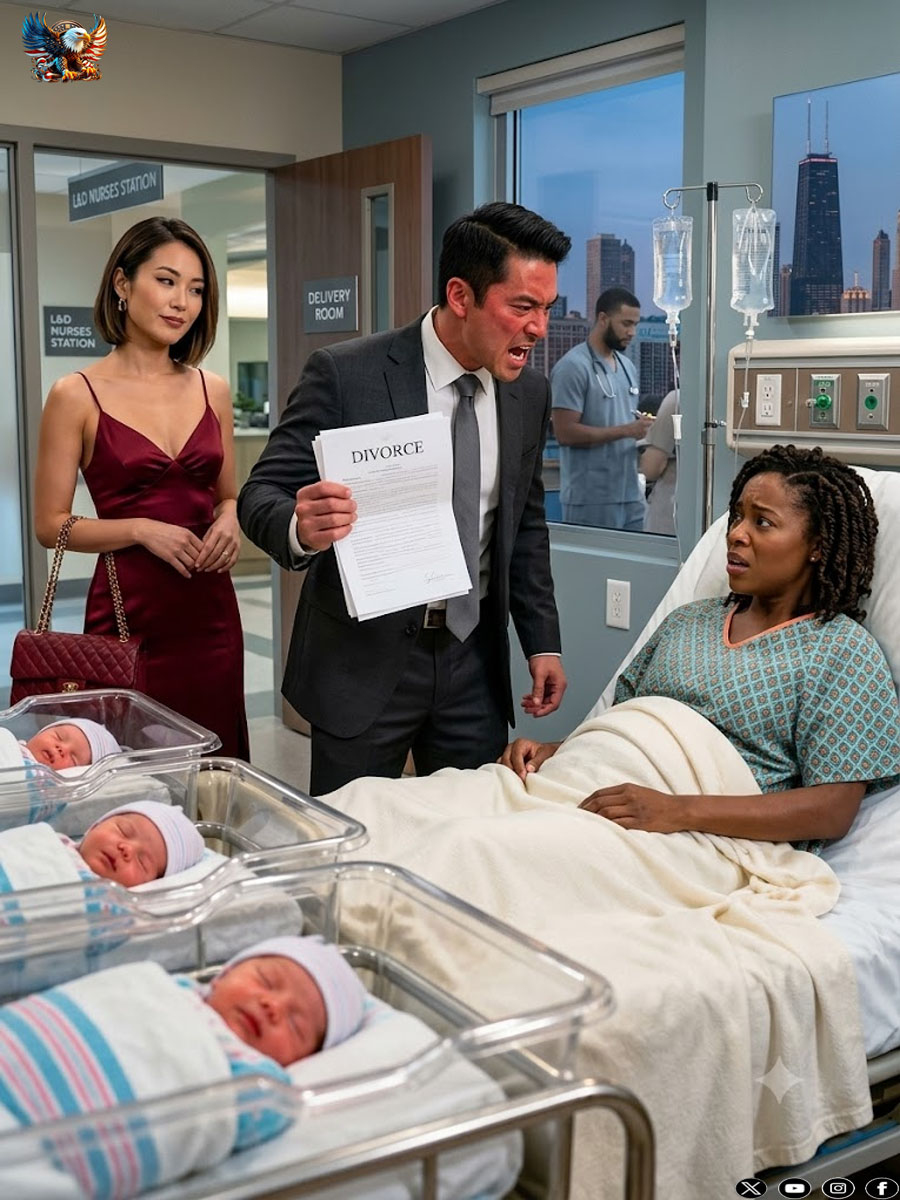 After I delivered our triplets, my husband entered my hospital room with his mistress beside him — proudly holding a B/i/rk/in bag. He threw the divorce papers onto my bed and said with a cruel smirk, “Look at you. No one would want you now.”