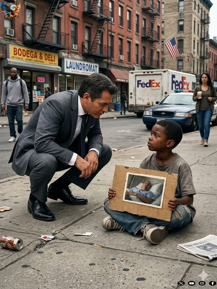 A poor boy was begging with a picture of his sick father — The billionaire froze when he looked more closely