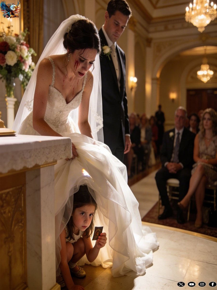 At my wedding to my new husband, my five-year-old daughter crawled under my dress. Her little face peeked out from beneath the skirt, and she whispered, “Mom, look…” In her hand was something that made me freeze. I couldn’t speak. My whole body began to tremble. And then, I called the police.