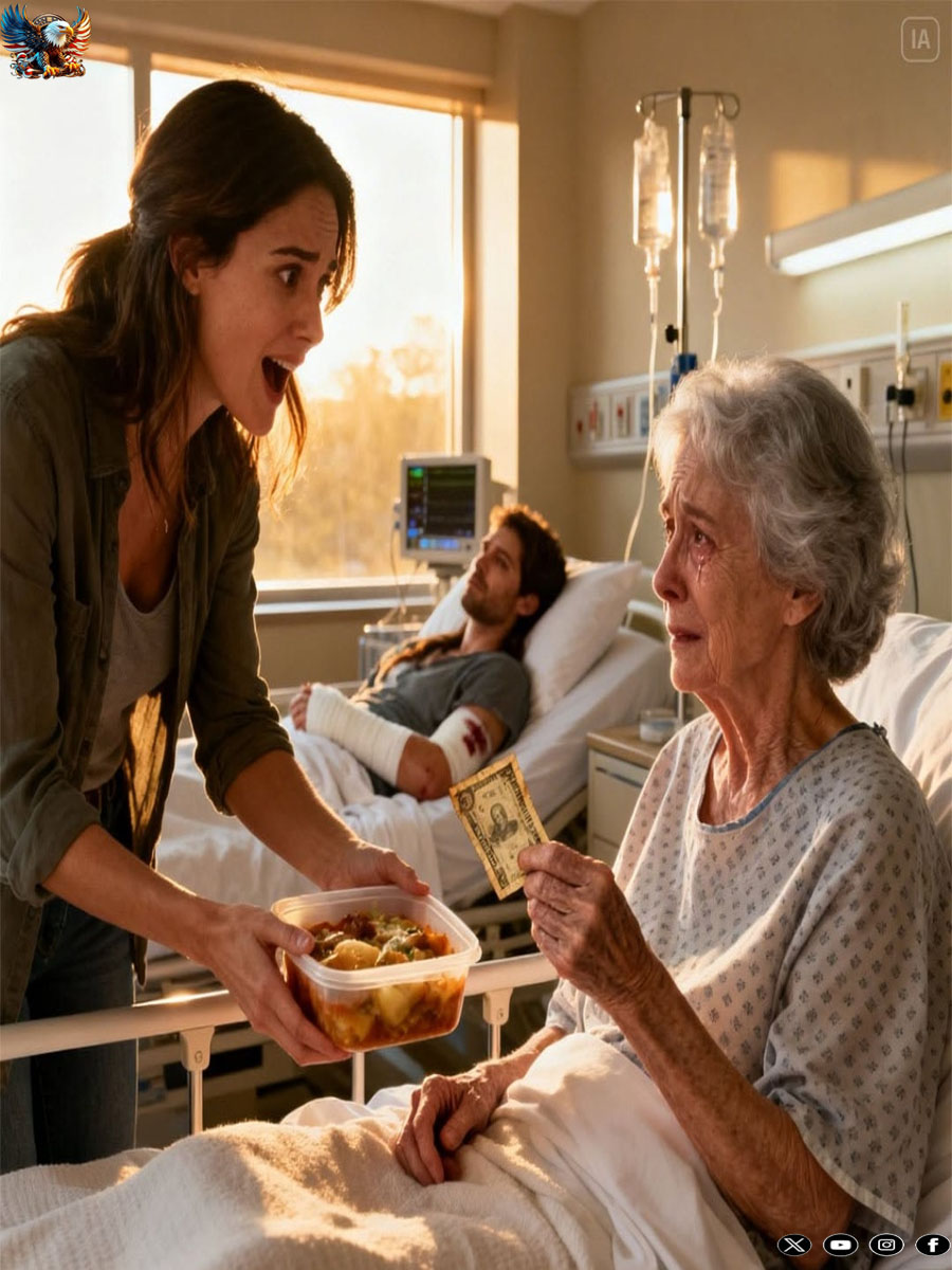 MY HUSBAND ENDED UP IN THE HOSPITAL AFTER A CAR CRASH. I REALIZED THE ELDERLY WOMAN IN THE NEXT BED HAD NO ONE, SO I STARTED BRINGING HER FOOD EVERY DAY. THEN ONE DAY, SHE GAVE ME AN OLD BANKNOTE AND SAID SOMETHING I’LL NEVER FORGET…