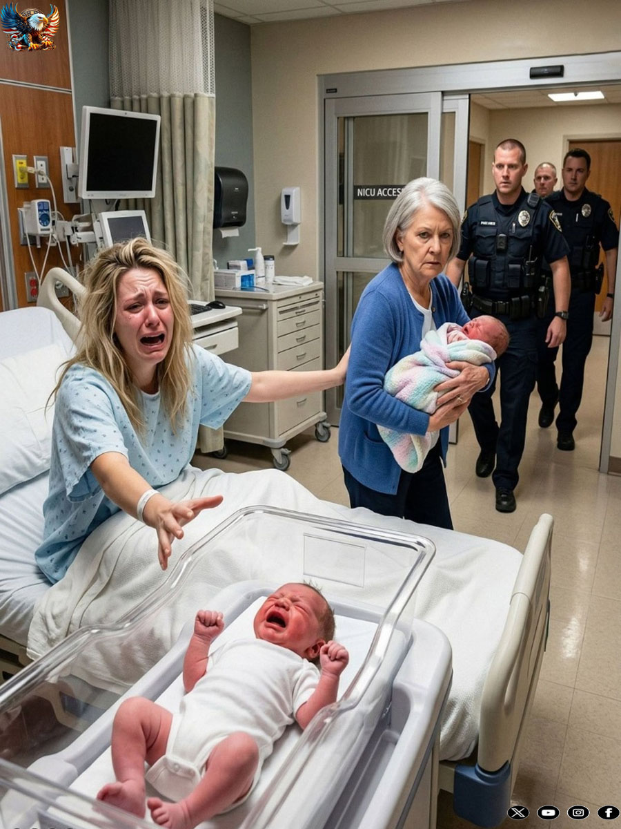“She’s not thinking straight… take the baby away from her,” my mother-in-law told the security staff while I was still weak after the surgery. She insisted I was unfit and tried to take my son from me… but the moment the police chief walked in, he studied my face and said quietly, “Your Honor”… the whole room fell silent.