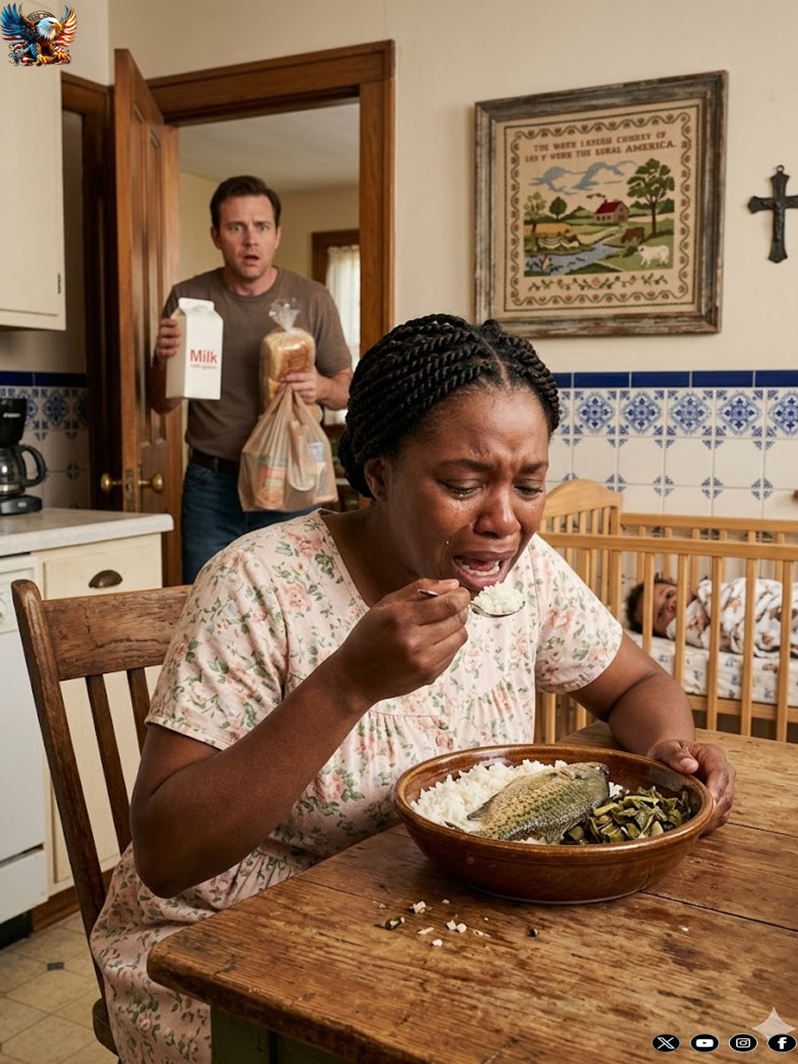 She ate quickly, almost devouring every spoonful, wiping away her tears with the back of her hand.