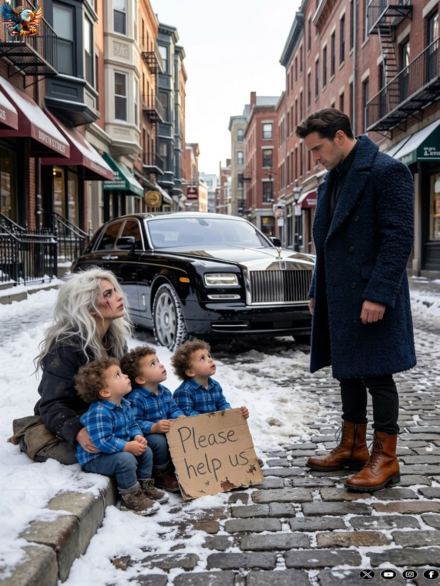 “A millionaire sees his ex-girlfriend begging on the street with three children who look exactly like him—what happens next will break your heart.”