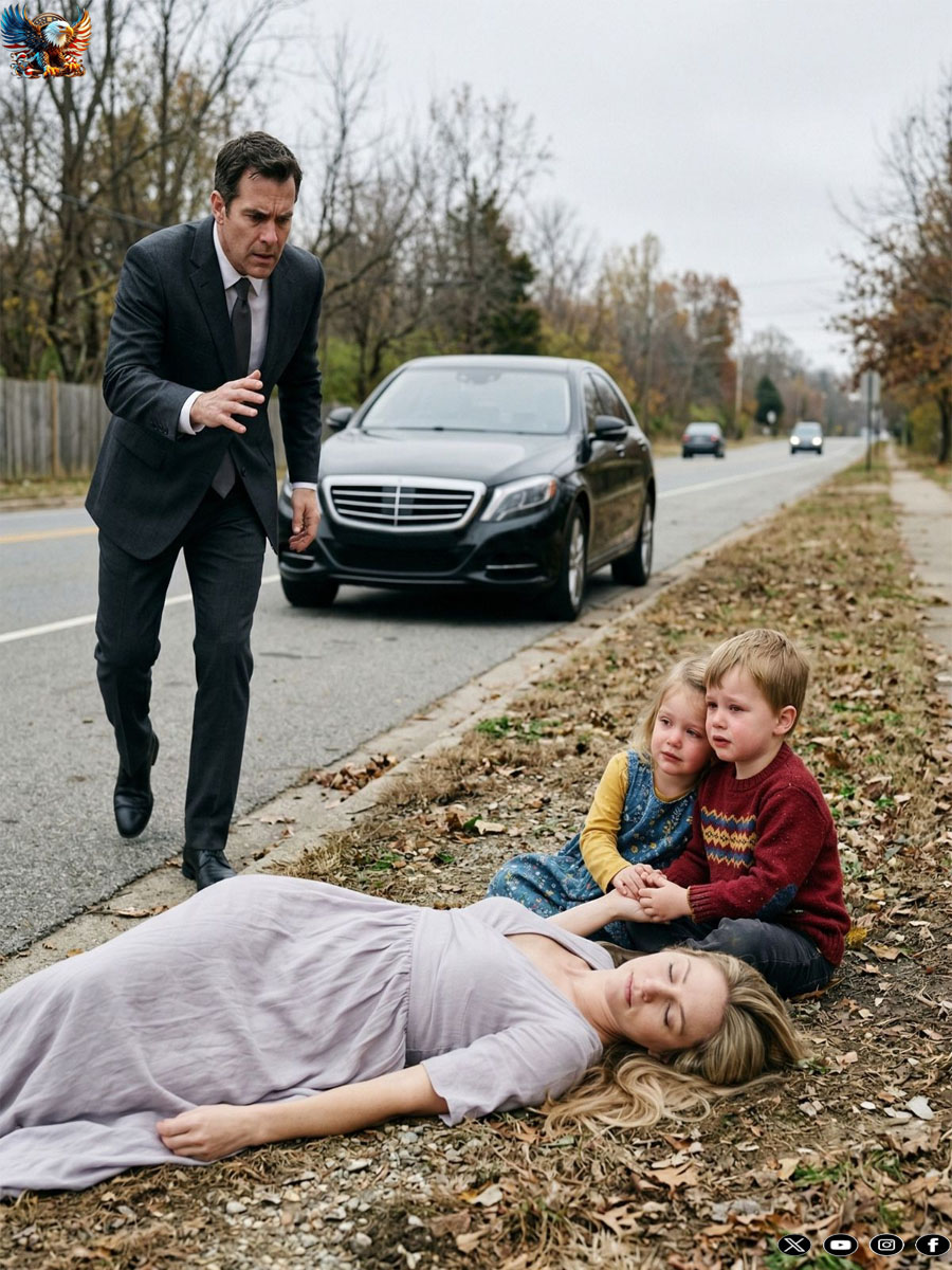 “Please… don’t leave us,” the little boy whispered as a billionaire pulled into a traffic jam. Moments later, he recognized the unconscious woman as the one he had once walked away from… Then he looked at the twins and froze.